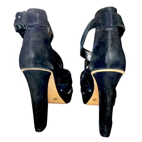 Vince Camuto Black True Suede Catyna Chunky High Heel Sandals size 10M New - Picture 3 of 7